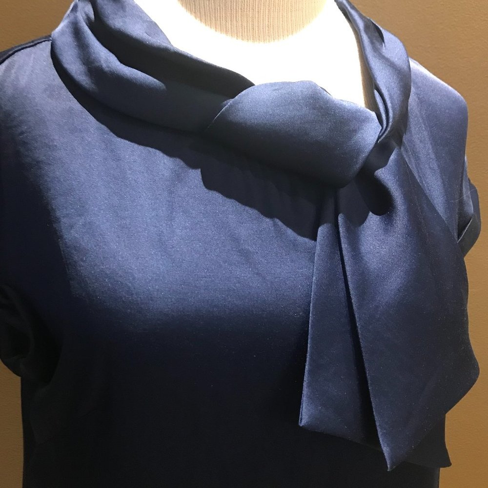 Ann Taylor Side Bow Tie Neck Short Sleeve Top